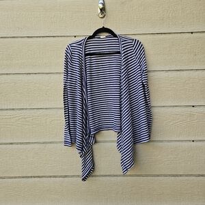 J. Crew lightweight blue and white open front cardigan size small